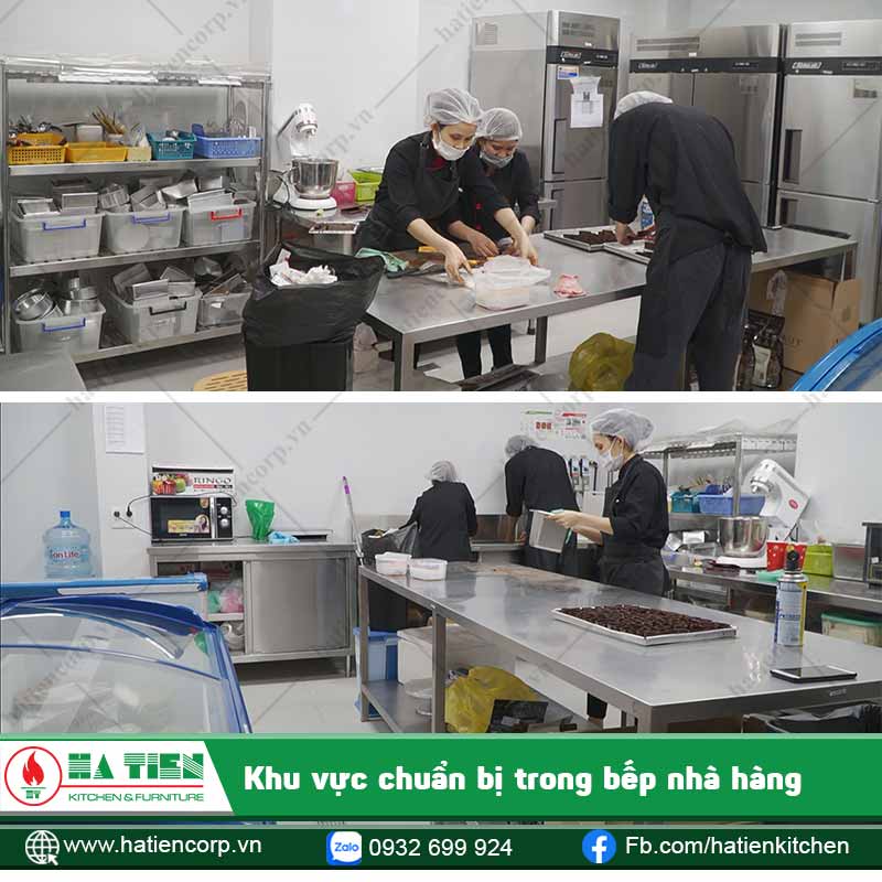 Khu vực chuẩn bị thức ăn trong bếp