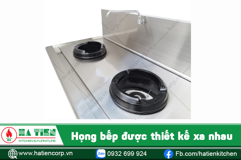 Các họng bếp Á inox được thiết kế cách xa nhau