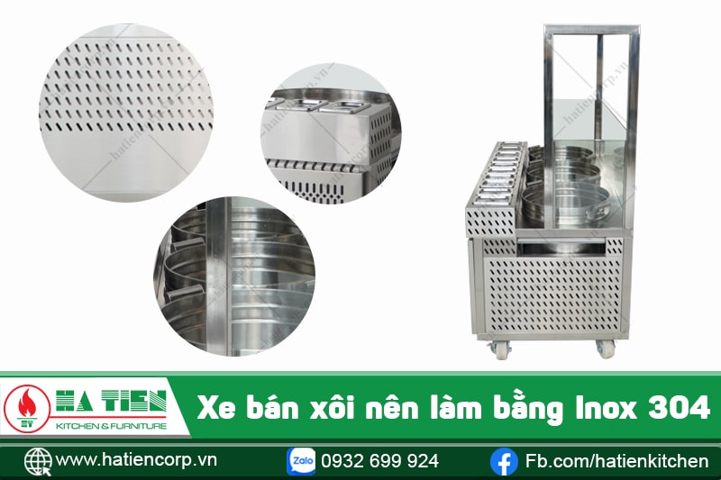 Xe bán xôi đẹp làm bằng inox 304