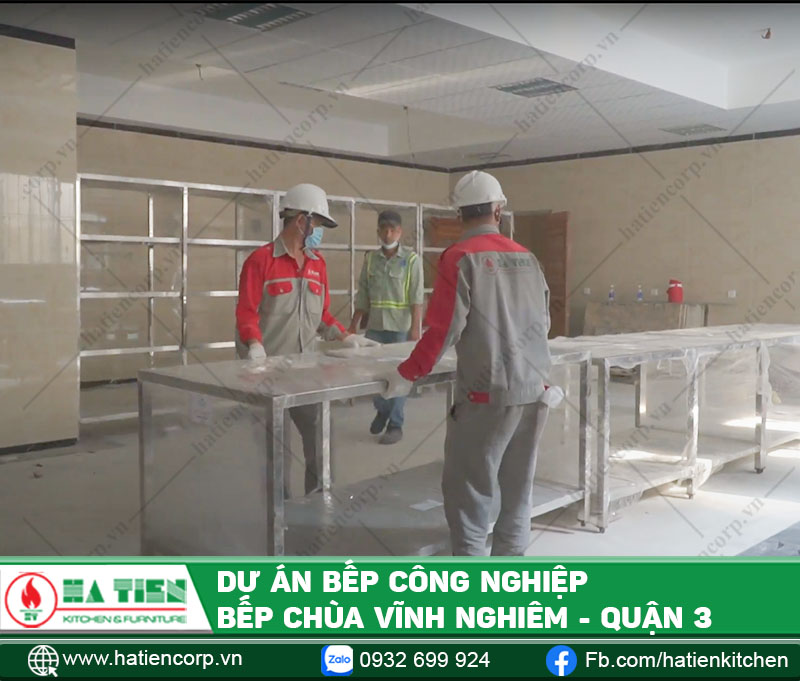 Hà Tiên bố trí thiết bị bếp ăn bên trong chùa Vĩnh Nghiêm