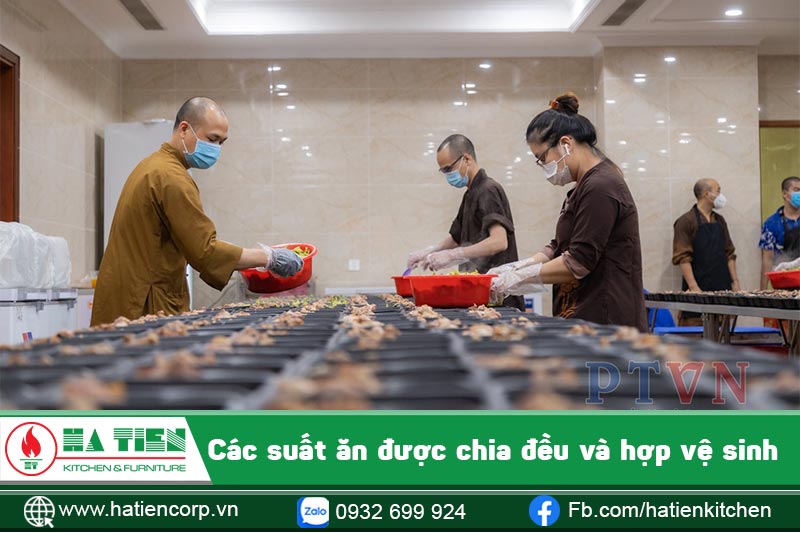 Các phần ăn được chia đều và hợp vệ sinh