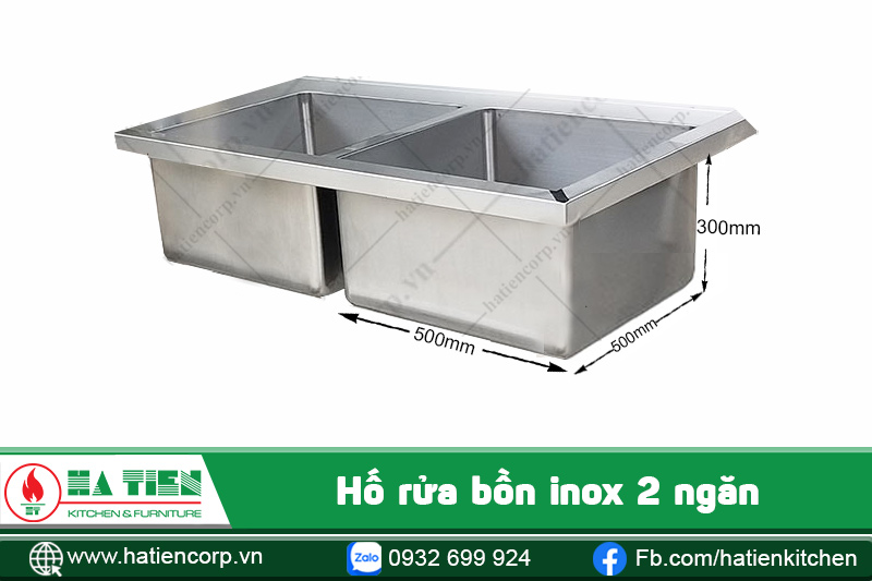 Bồn rửa chén inox 2 ngăn hố chậu