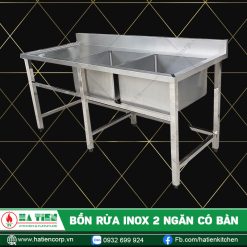 bồn rửa chén inox 2 ngăn có bàn