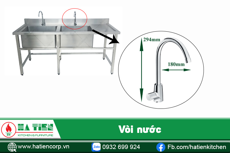 bồn rửa chén inox 2 ngăn có vòi nước
