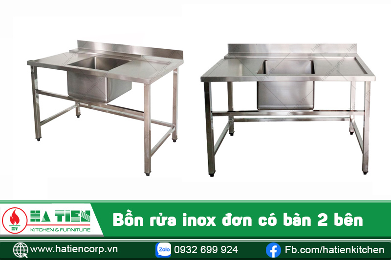 bồn rửa inox công nghiệp đơn 2 cánh