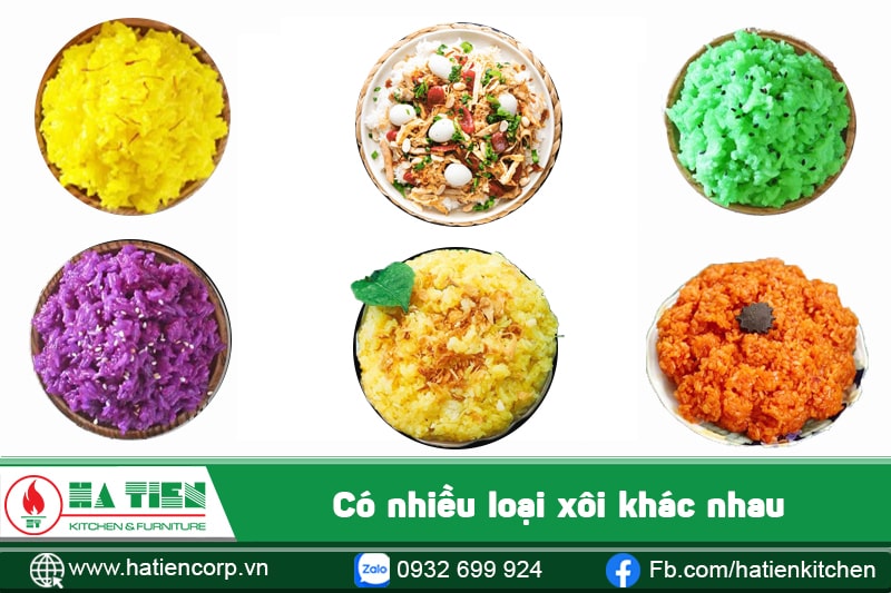 Xe bán xôi đẹp có thể chứa cùng lúc nhiều loại xôi