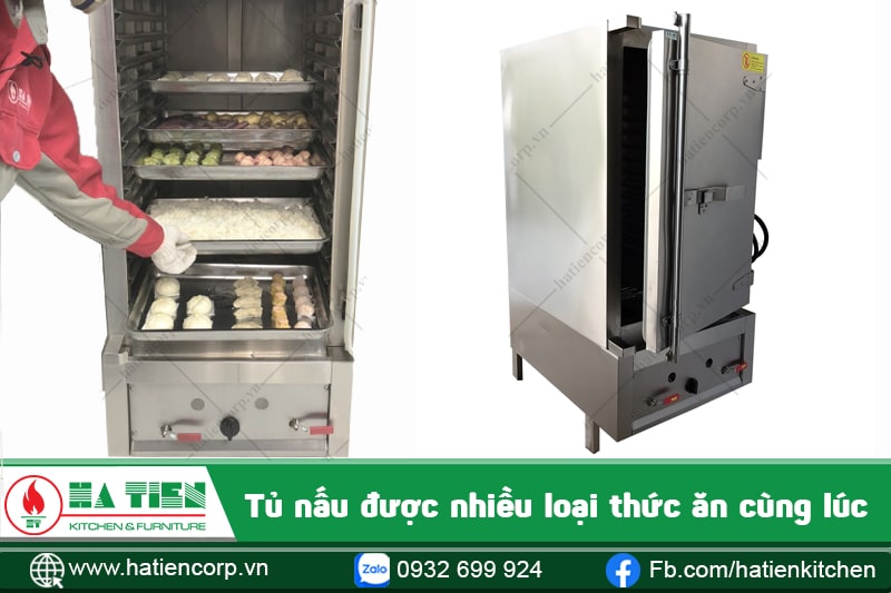 Tủ cơm điện công nghiệp nấu được nhiều món cùng một lúc 