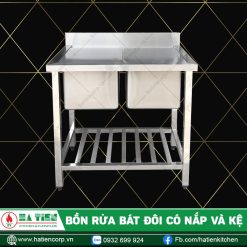 bồn rửa bát đôi có nắp