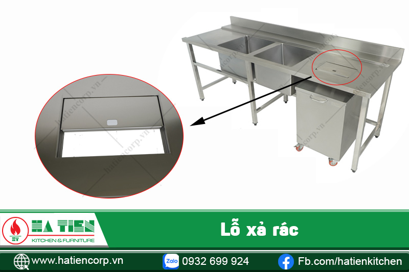 bồn rửa chén inox 304 2 ngăn lỗ xả rác