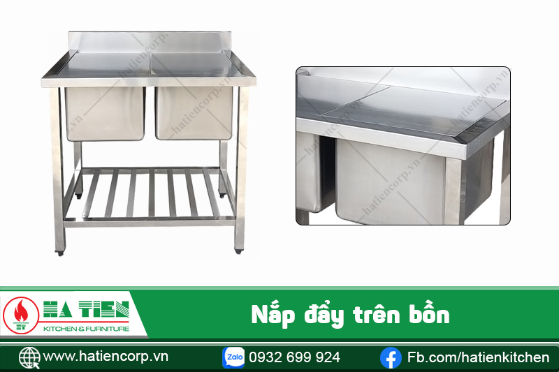 bồn rửa bát đôi có nắp