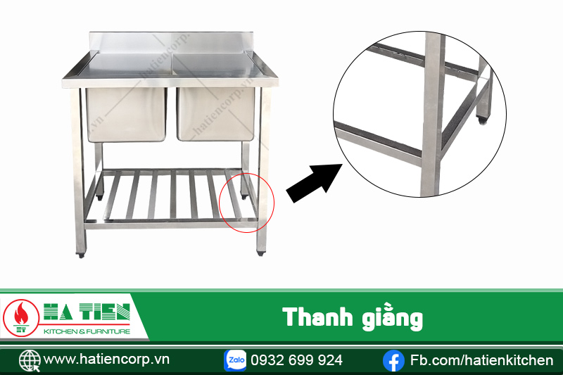 bồn rửa bát đôi có thanh giằng