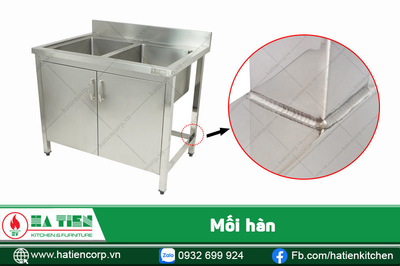 Mối hàn bồn rửa bát inox 304