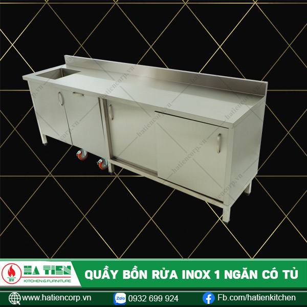 Quầy Bồn Rửa Chén Inox 304 1 Ngăn Có Tủ Chất Lượng - Ảnh 3