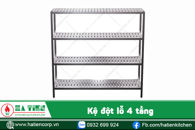 Kệ inox đột lỗ 4 tầng 