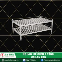 kệ inox để chén 2 tầng, kệ thanh