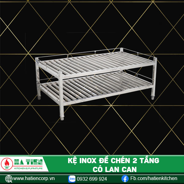 kệ inox để chén 2 tầng, kệ thanh