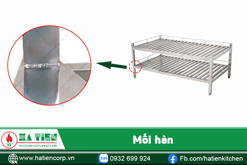 mối hàn của kệ inox để chén