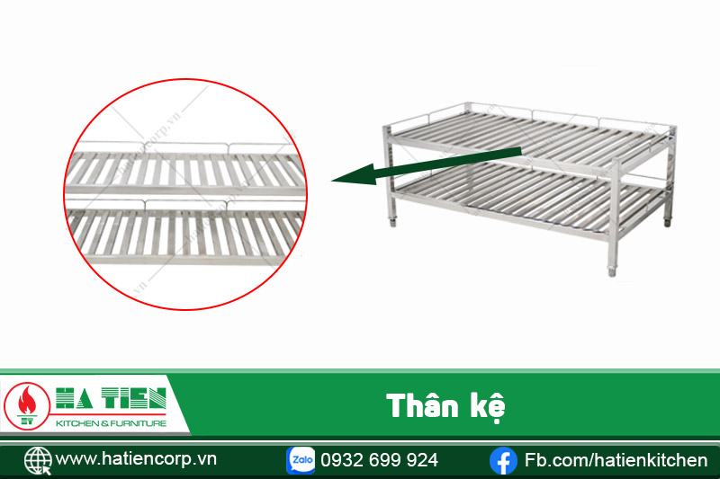 thân kệ inox để chén 2 tầng