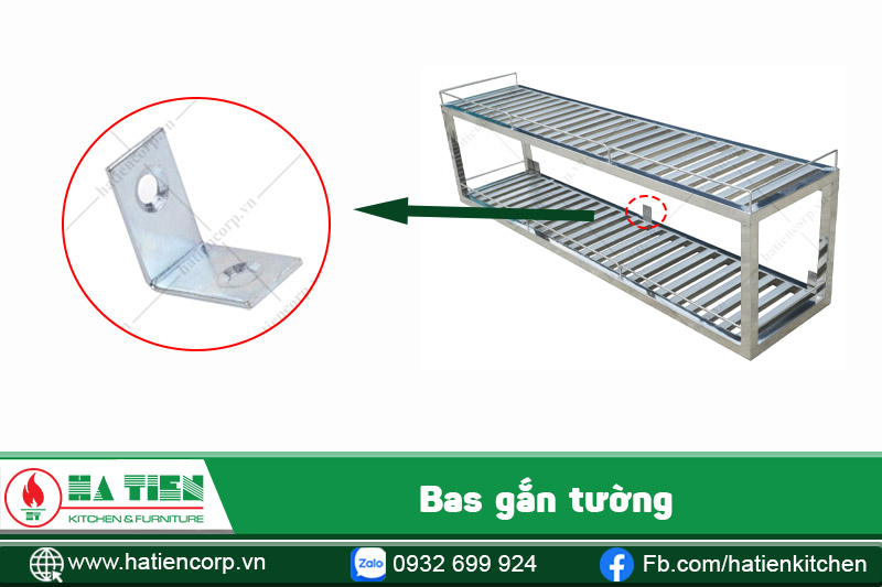 kệ chén 2 tầng treo tường dùng bas