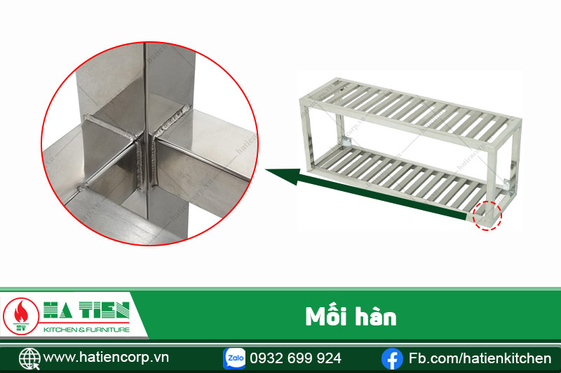kệ inox 2 tầng treo tường có mối hàn