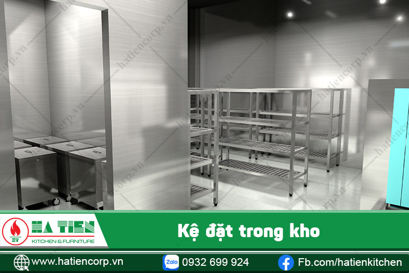 kệ inox đặt trong kho