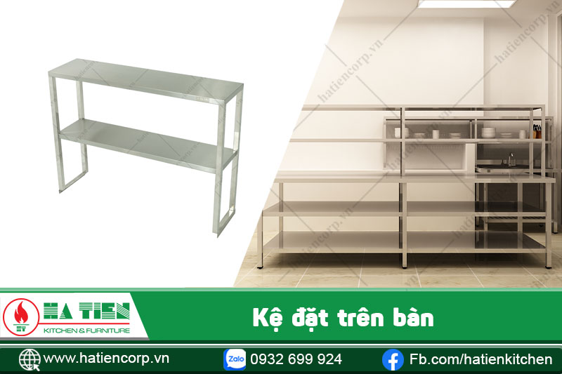 kệ inox nhiều tầng đặt trên bàn