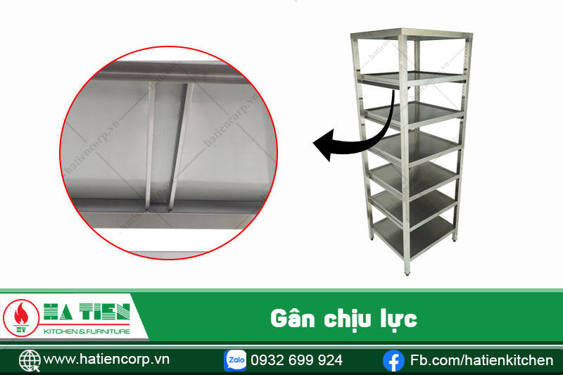Kệ inox công nghiệp có gân chịu lực