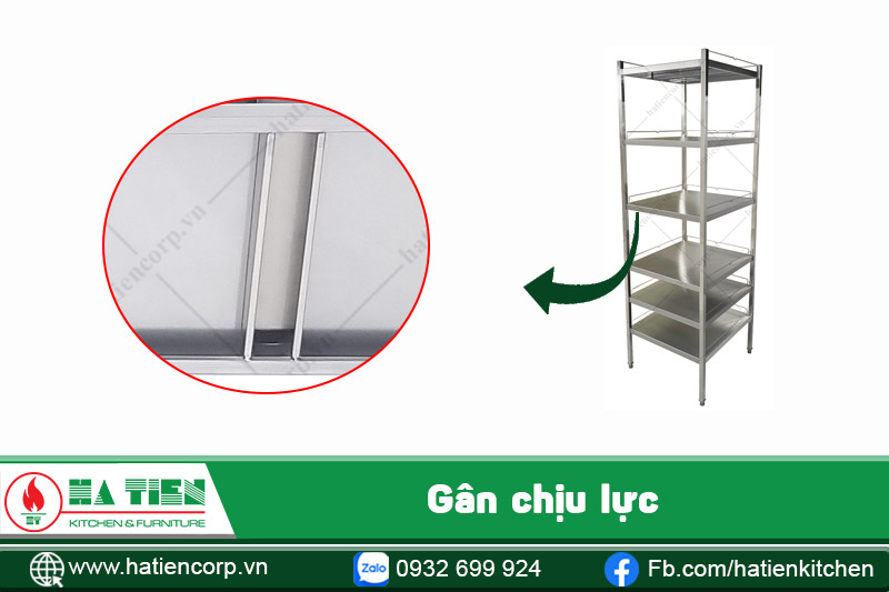kệ inox để đồ có gân chịu lực