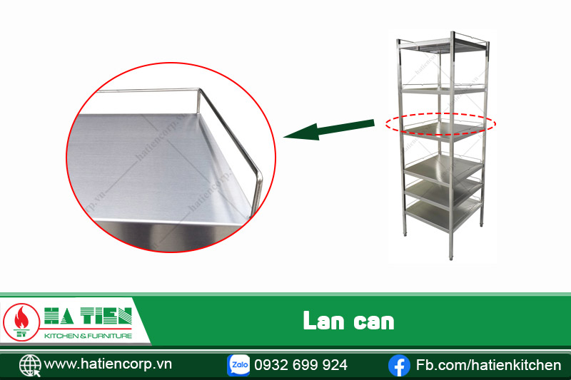 kệ inox để đồ có lan can