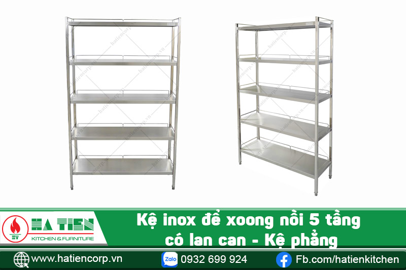 kệ inox để xoong nồi 5 tầng, kệ phẳng