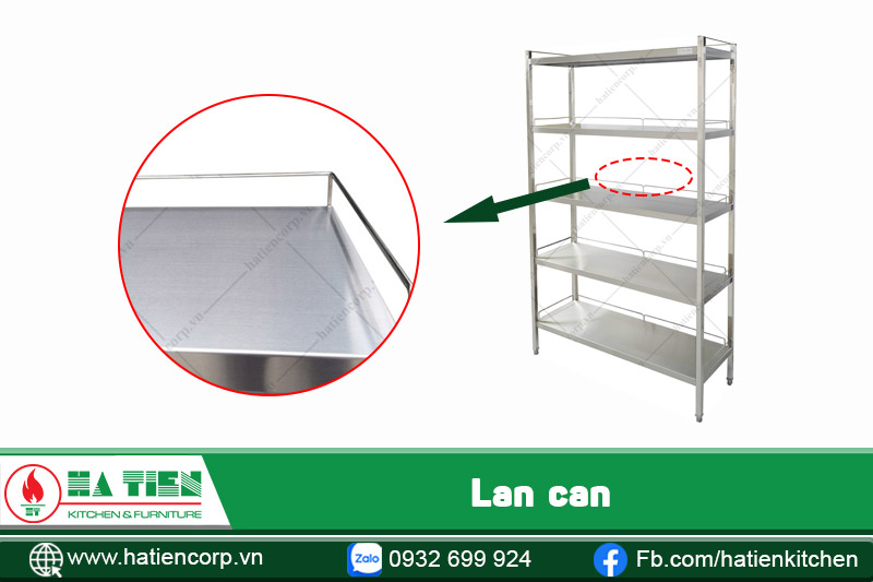 kệ inox để xoong nồi có lan can