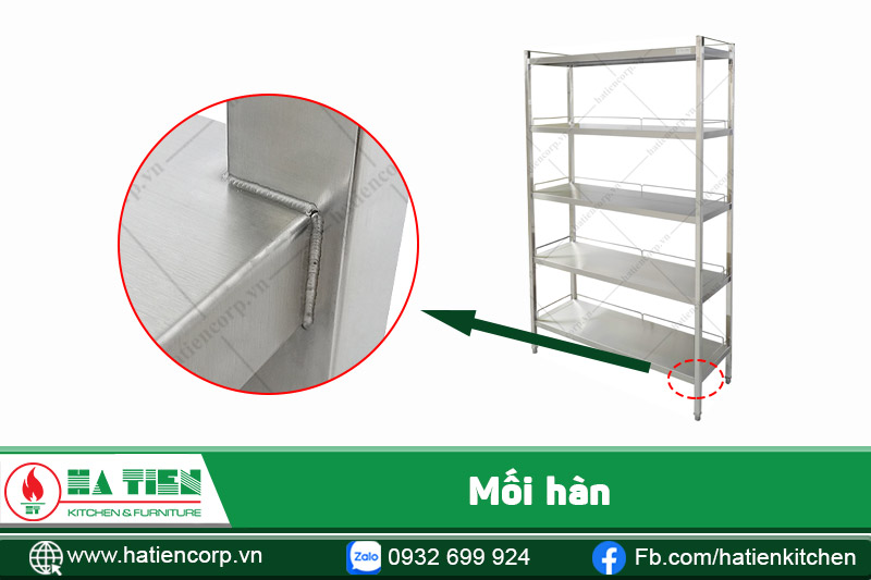 Mối hàn của kệ inox để xoong nồi