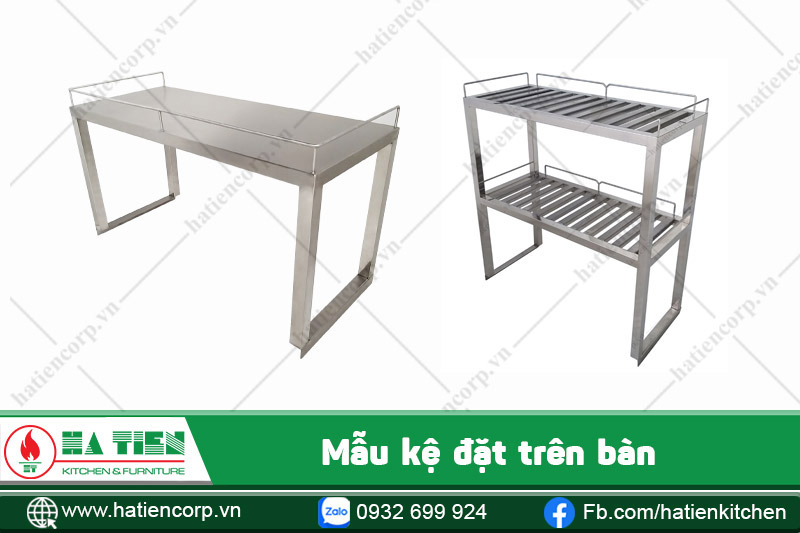 kệ inox đặt trên bàn