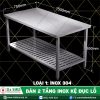 Bàn 2 tầng inox kệ đục lỗ