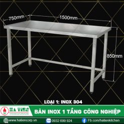Bàn inox 1 tầng công nghiệp