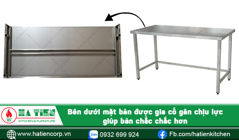 Gân chịu lực bên dưới mặt bàn inox
