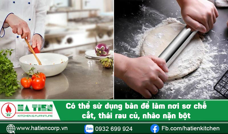 Dùng mặt bàn làm nơi sơ chế, nhào bột