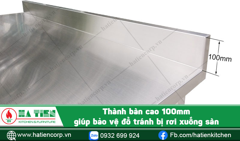 Bàn inox 1 tầng có thành