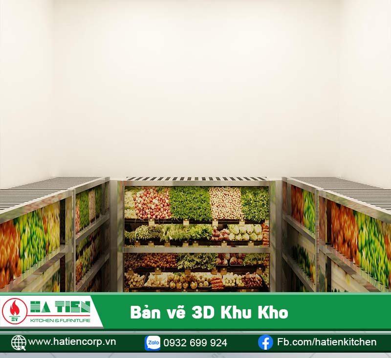 Khu kho với các kệ lỗ, đảm bảo thoát nước tốt