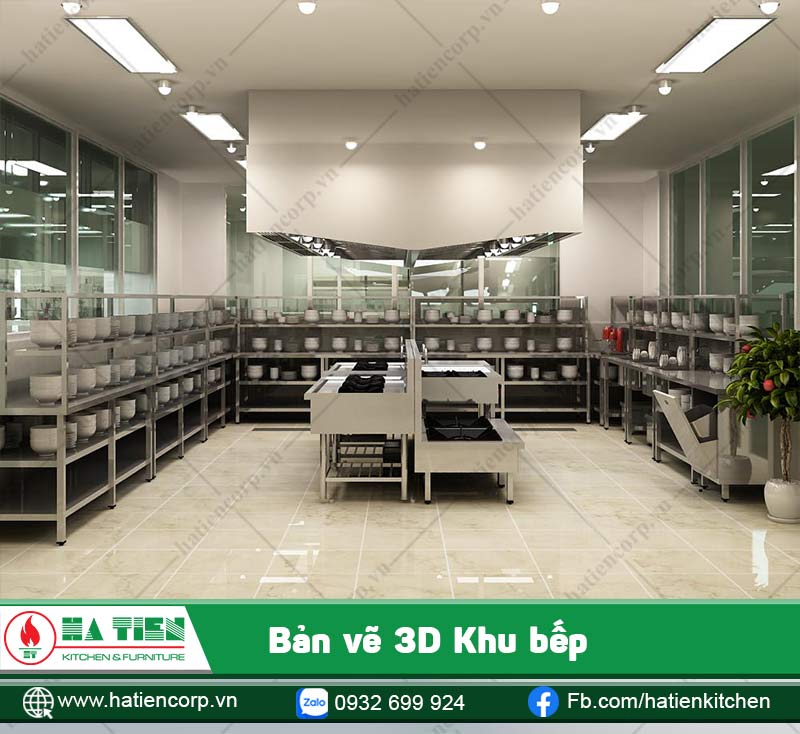 Bếp được đặt ở vị trí trung tâm