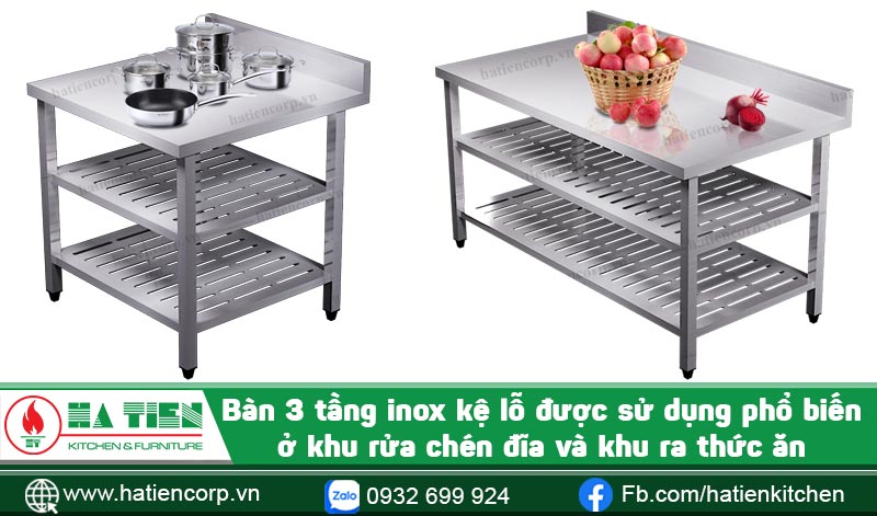 Bàn 3 tầng inox