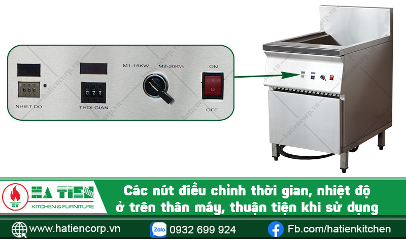 Các nút điều chỉnh trên bếp chiên nhúng làm sạch dầu