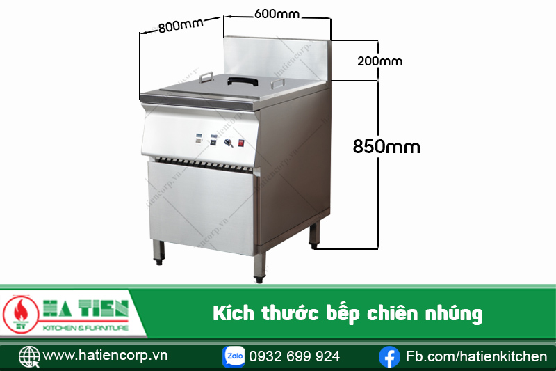 kích thước bếp chiên nhúng