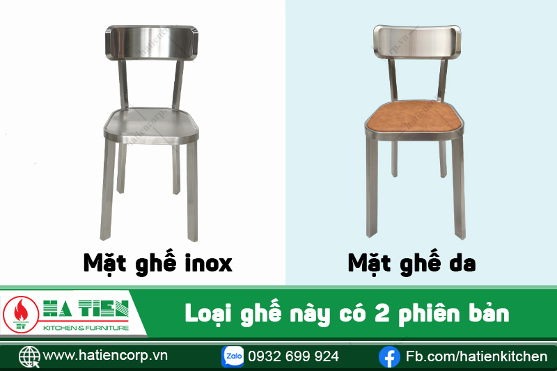 ghế inox bọc nệm 2 phiên bản