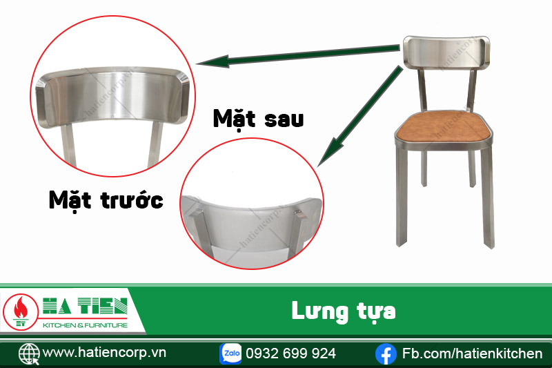 lưng ghế inox bọc nệm