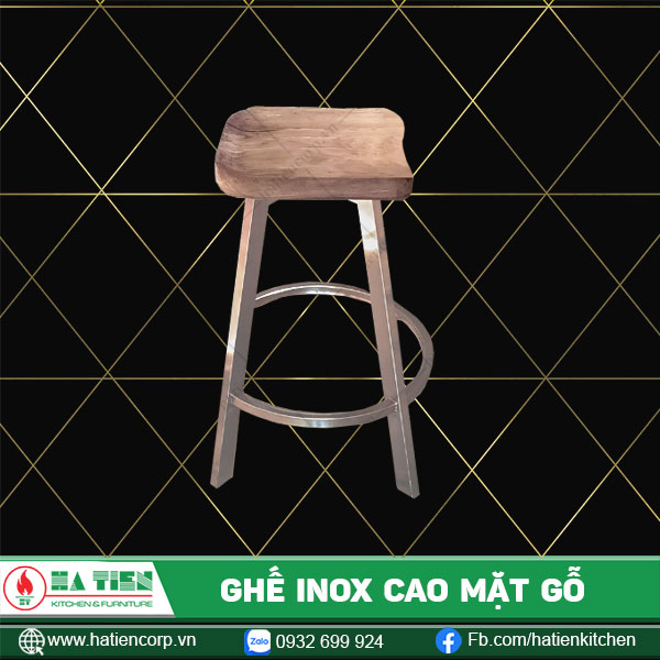 ghế inox cao mặt gỗ