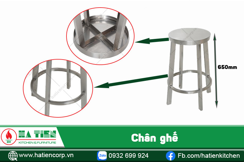 chân ghế inox tròn
