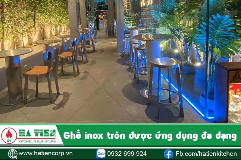 ghế inox tròn được ứng dụng rộng rãi