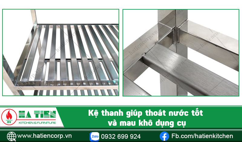 Kệ thanh bàn inox 304 2 tầng