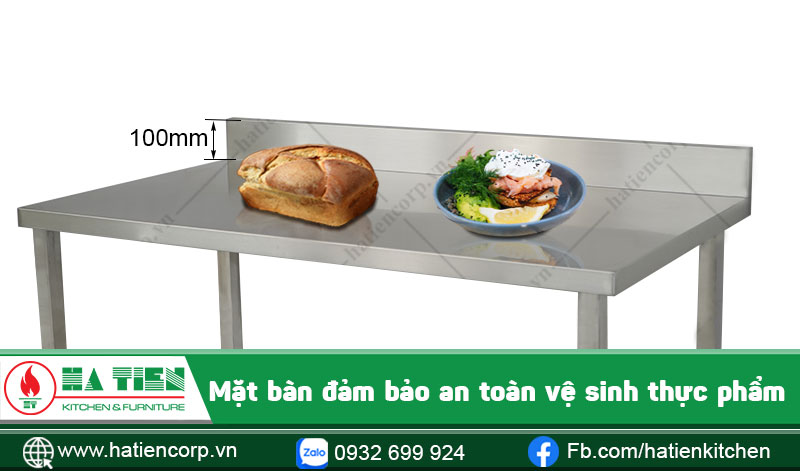 Mặt bàn inox chữ nhật 3 tầng đảm bảo an toàn vệ sinh thực phẩm